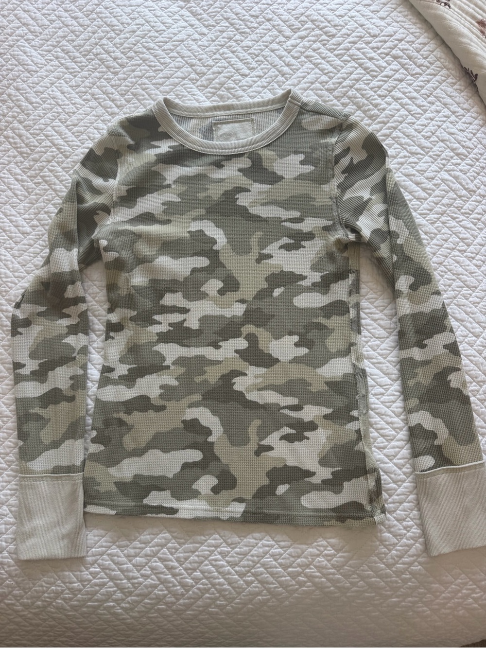 Aerie Waffle Knit Camo Long Sleeve Top - Neutral Camo